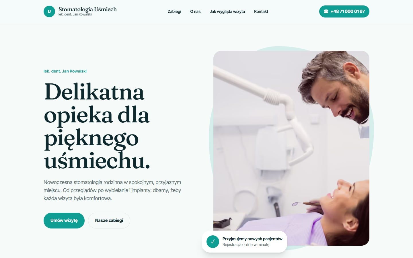 Strona główna przykładowej strony: Stomatologia Uśmiech